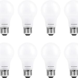 SYLVANIA ECO LED Light Bulb, A19 60W Equivalent, Efficient 9W, 7 Year, 750 Lumens, 2700K, Non-Dimmable, Frosted, Soft White – 8 Count (Pack of 1) (40821)