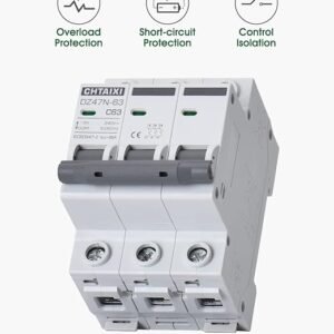 3 Pole DIN Rail Mount Circuit Breaker, 20 Amp 240V AC Miniature Circuit Breaker, Thermal Magnetic Trip AC Disconnect Switch MCB C20