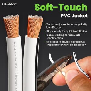 14AWG Speaker Wire, GearIT Pro Series 14 AWG Gauge Speaker Wire Cable (100 Feet / 30.48 Meters) Great Use for Home Theater Speakers and Car Speakers White