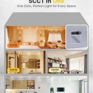 Ensenior 12 Pack 6 Inch LED Recessed Ceiling Light, Dimmable, 2700K-5000K 5CCT, 1050LM 12W 120V, High Brightness Canless Wafer Downlight – ETL&FCC&IC Ensenior 12 Pack 6 Inch LED Recessed Ceiling Light, Dimmable, 2700K-5000K 5CCT, 1050LM 12W 120V, High Brightness Canless Wafer Downlight – ETL&FCC&IC