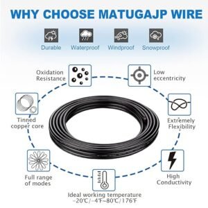 16awg 1.3mm² 16/2 Gauge Electrical Wire 2 Conductor Extension Cable 50foot UL2464 DC 5V/12V/24V/300V Oxygen Free Stranded Tinned Copper Wire Low Voltage LED Cable for LED Lamps Automotive